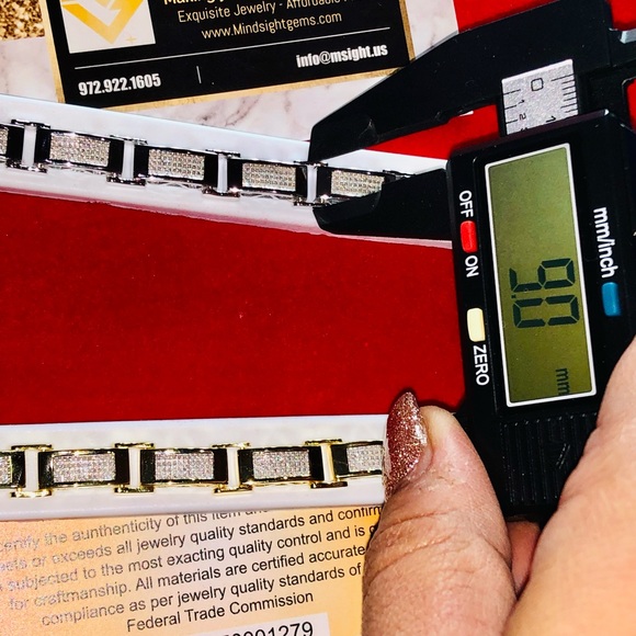 14k gold vermeil real SI diamond men bracelet FREE Appraisal & posh authenticate - Picture 8 of 11